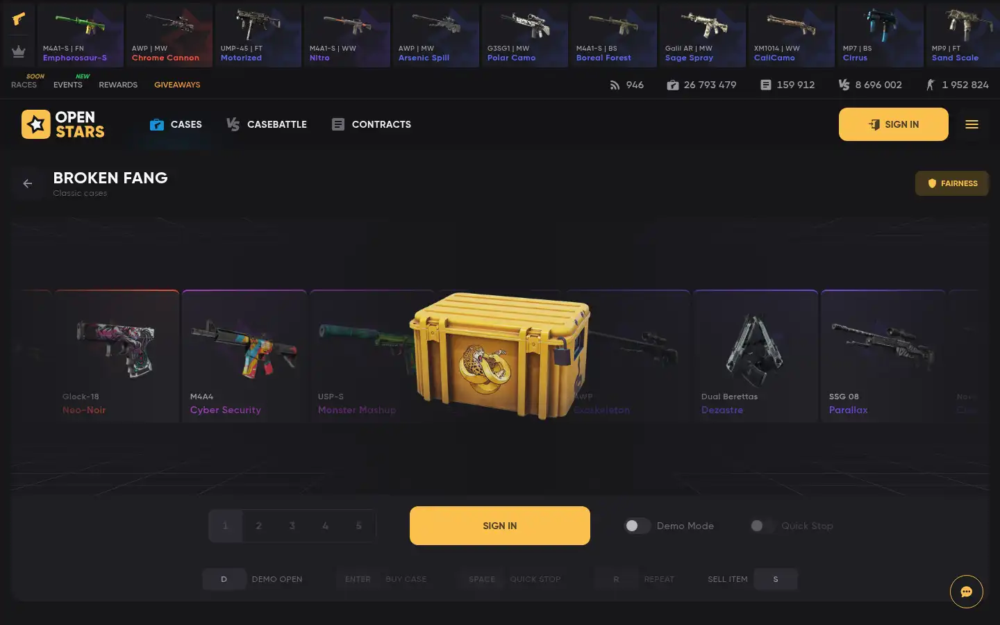 Screenshot of openstars.gg
