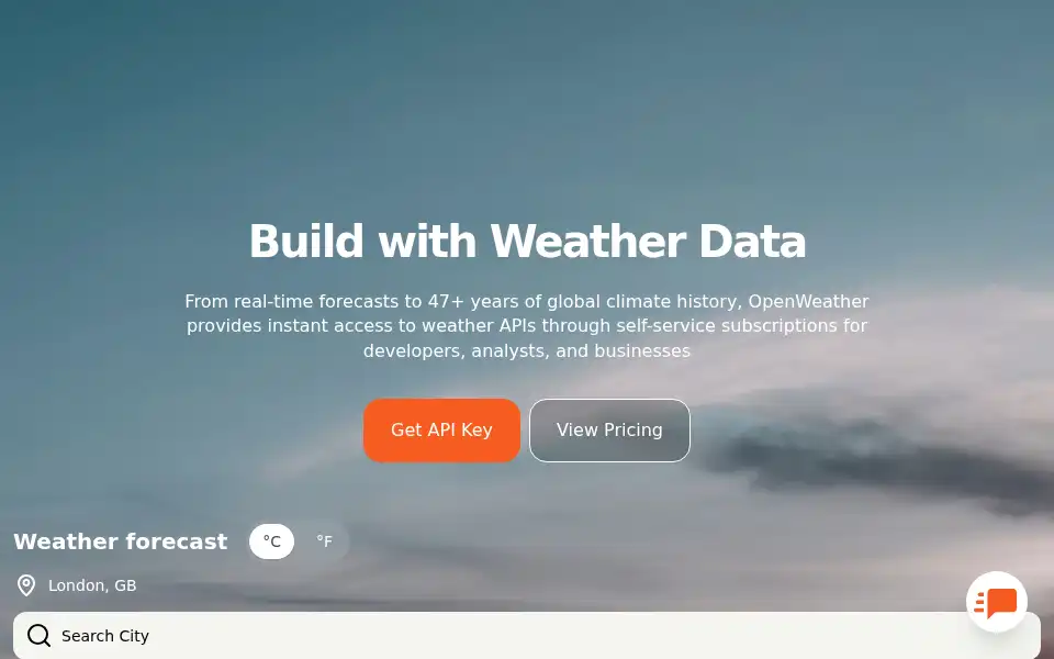 Screenshot of openweathermap.org