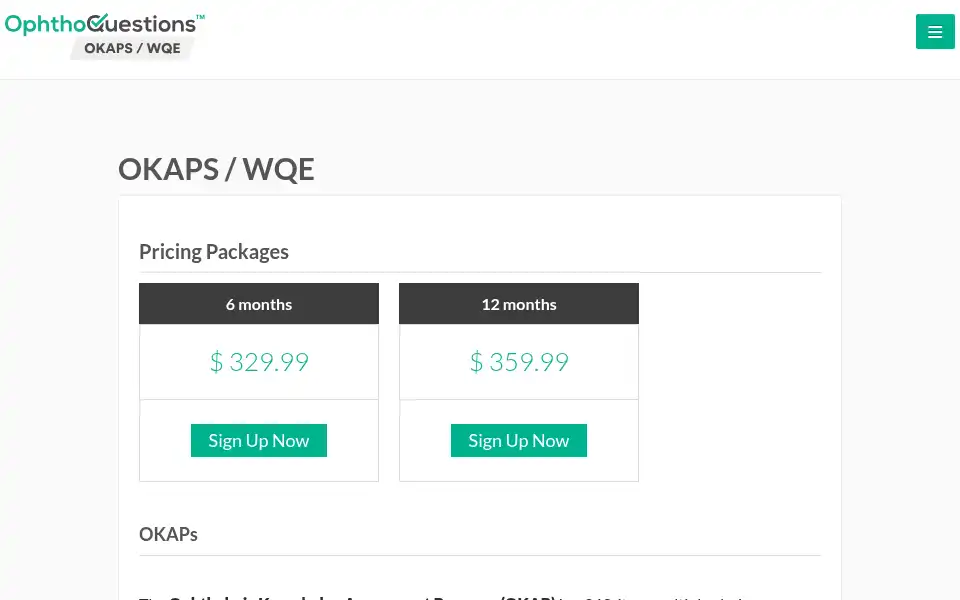 Screenshot of ophthoquestions.com