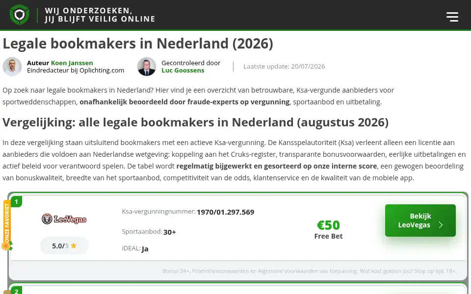 Screenshot of oplichting.com