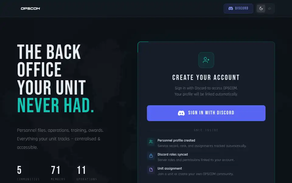 Screenshot of opscom.one