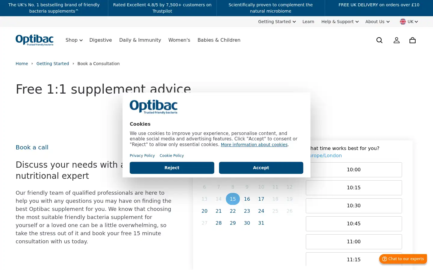 Screenshot of optibacprobiotics.com