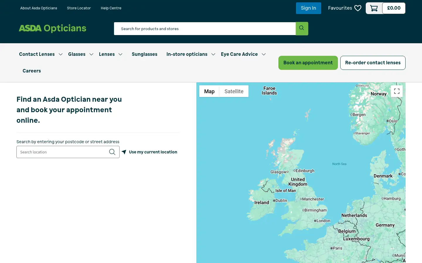 Screenshot of opticians.asda.com