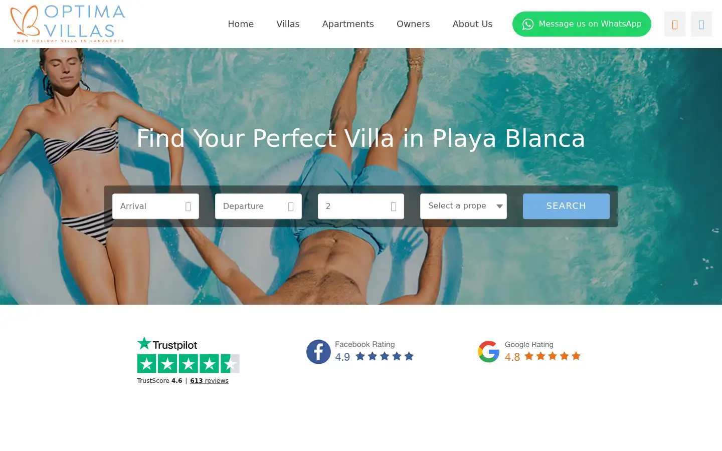 Screenshot of optimavillaslanzarote.com