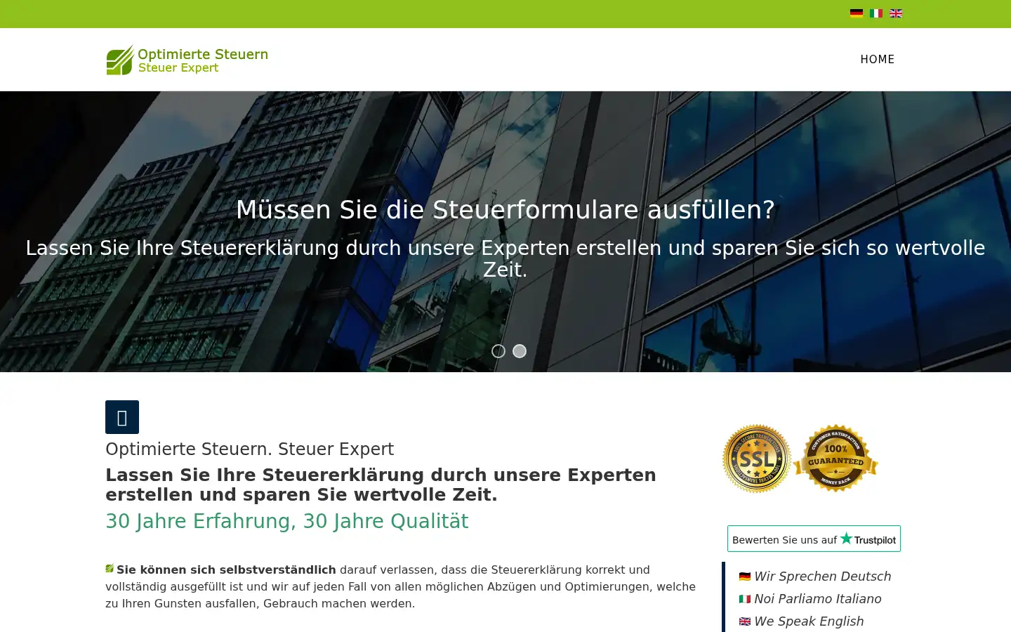 Screenshot of optimiertesteuern.ch