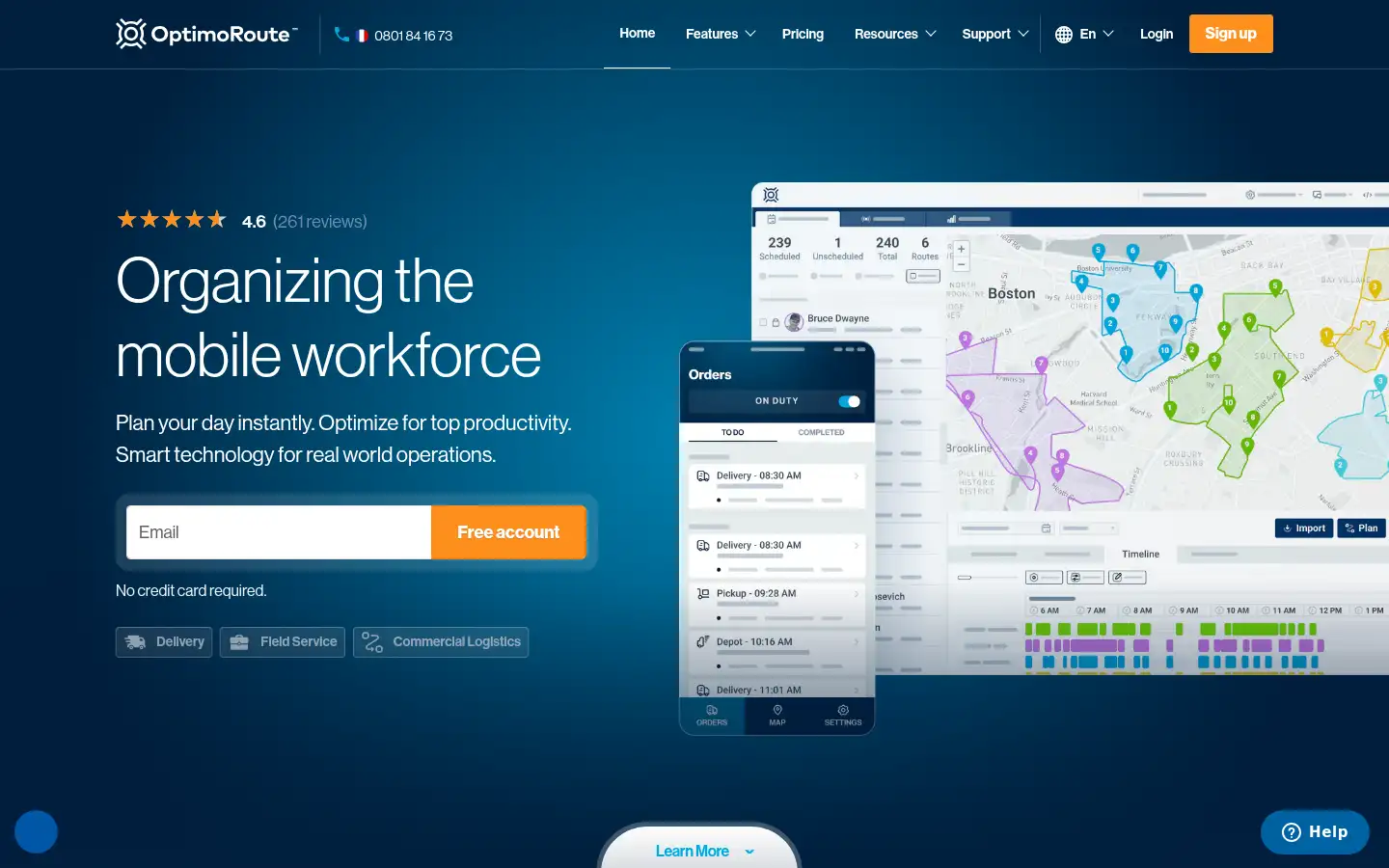 Screenshot of optimoroute.com