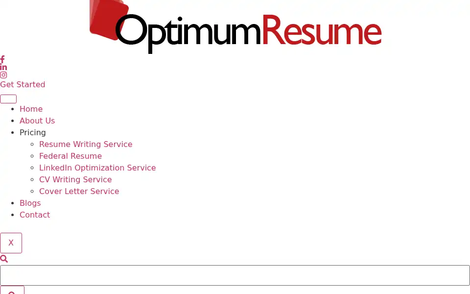 Screenshot of optimumresume.com