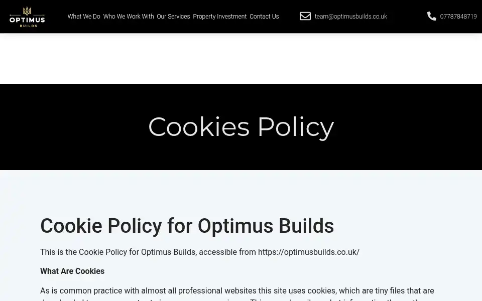Screenshot of optimusbuilds.co.uk