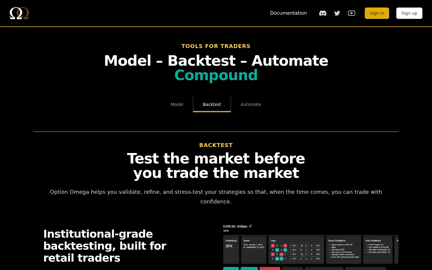 Screenshot of optionomega.com