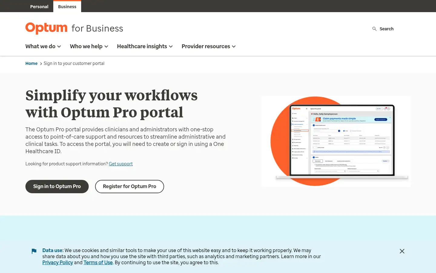 Screenshot of optum.com