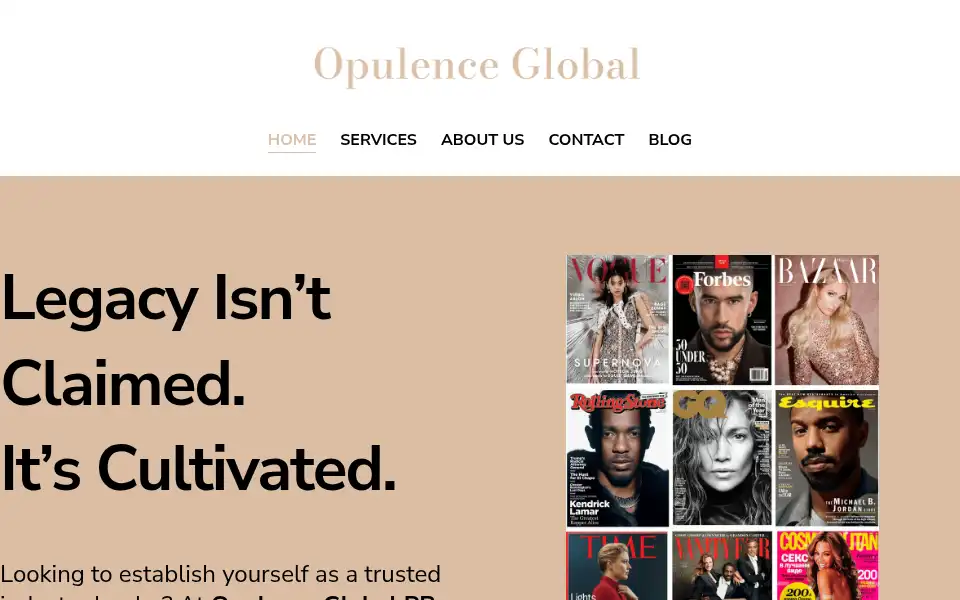 Screenshot of opulenceglobalpr.com