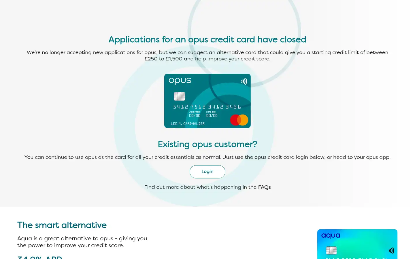 Screenshot of opuscard.co.uk