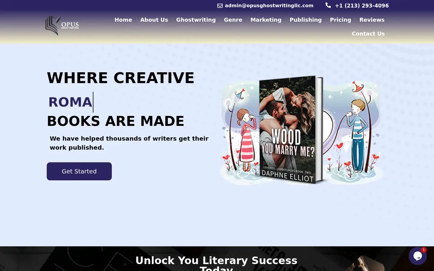 Screenshot of opusghostwritingllc.com