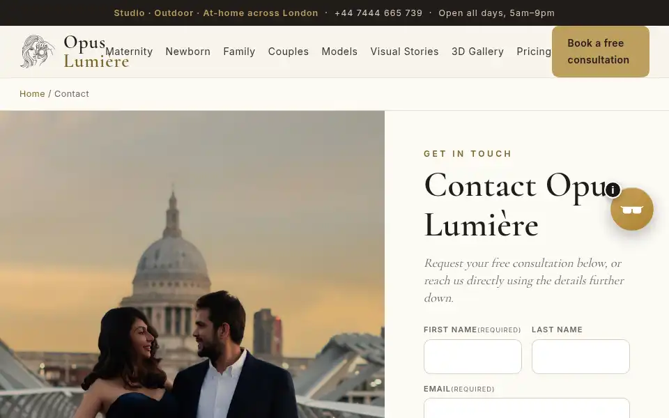 Screenshot of opuslumiere.com