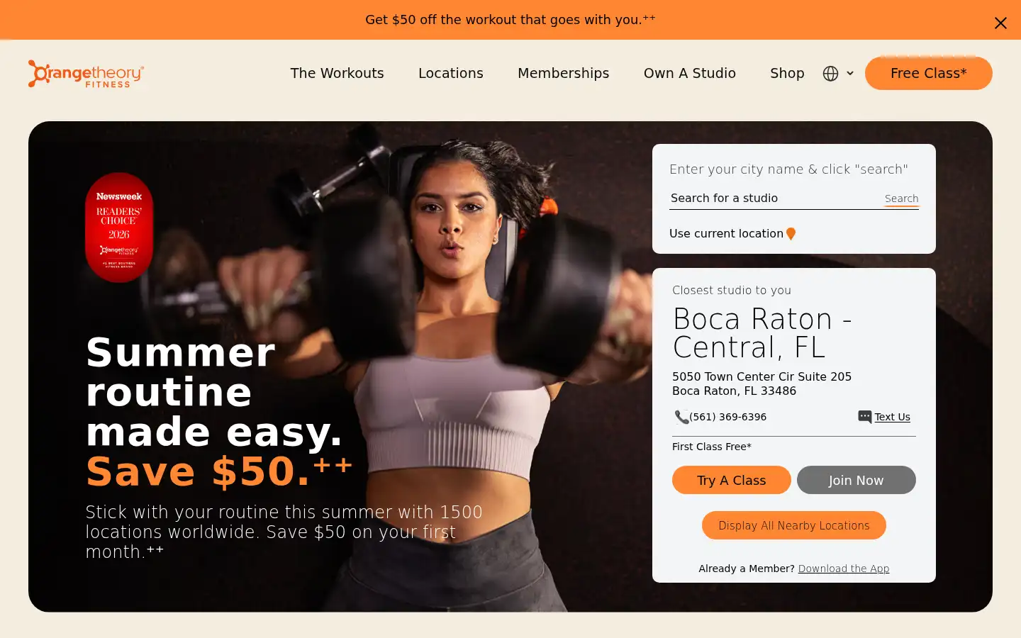 Screenshot of orangetheory.com