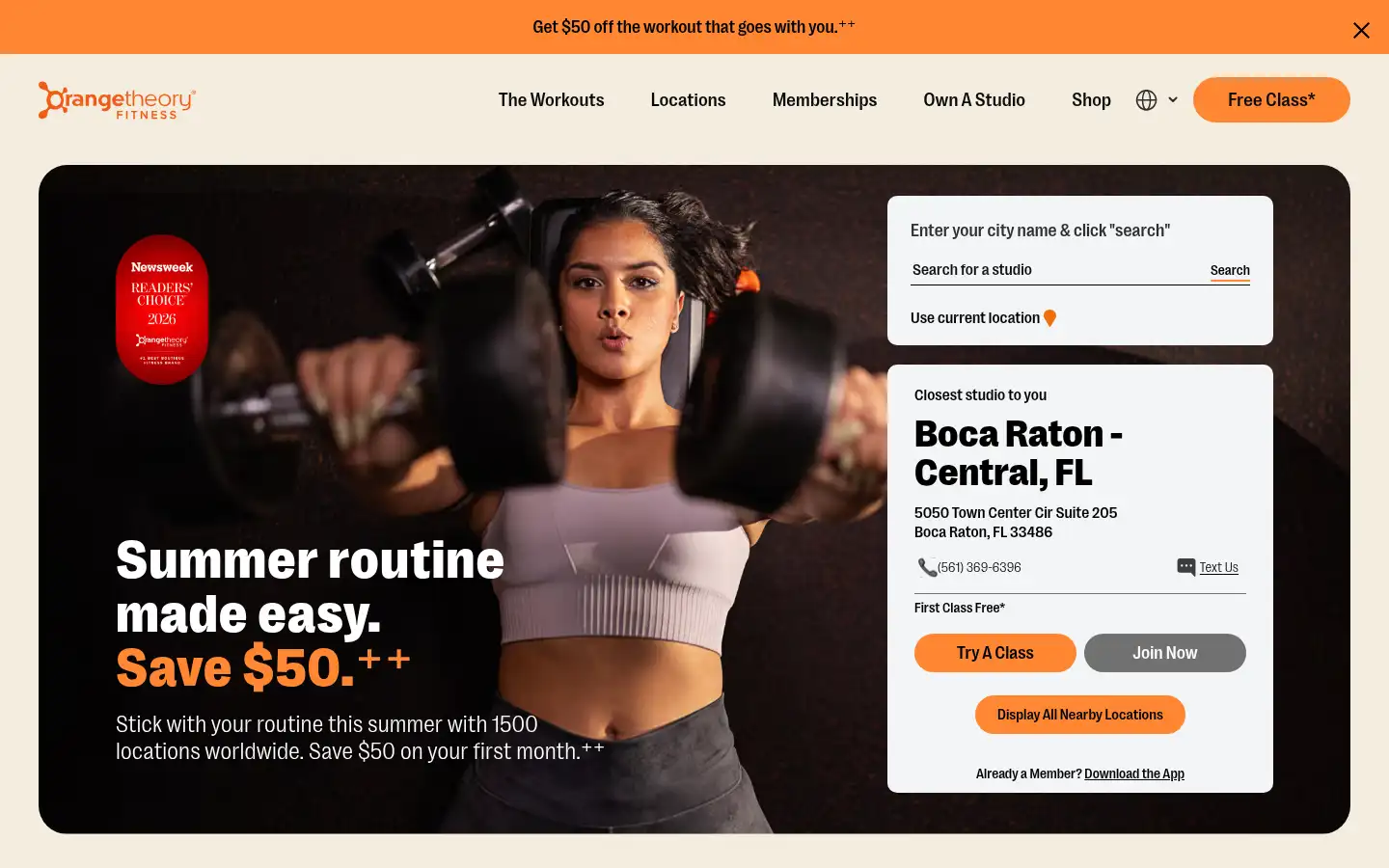 Screenshot of orangetheoryfitness.com