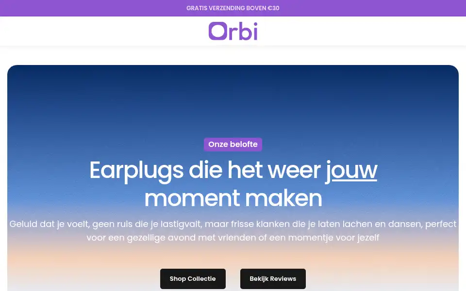Screenshot of orbiearplugs.nl