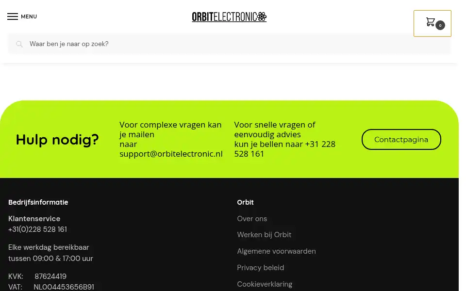 Screenshot of orbitelectronic.nl