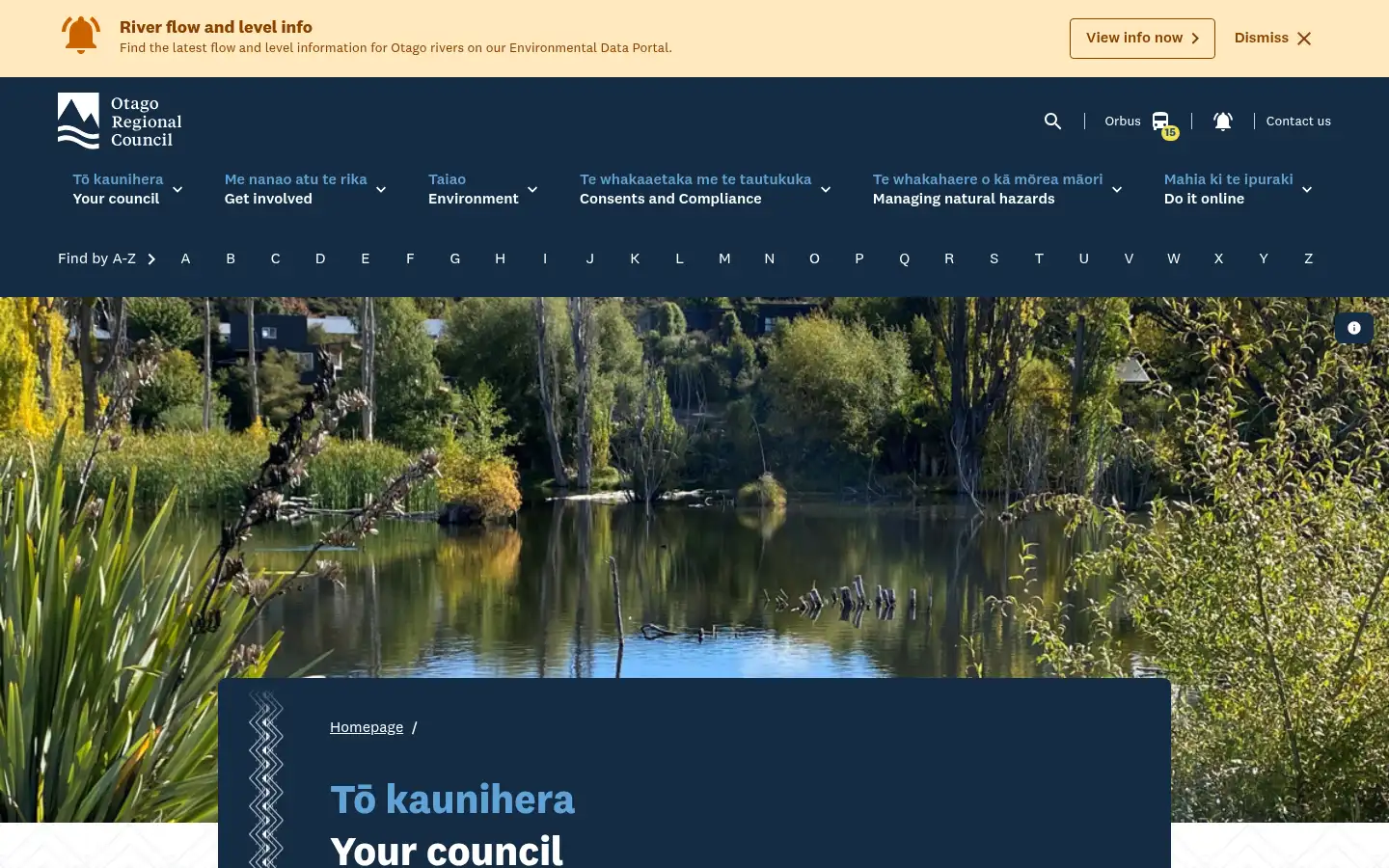 Screenshot of orc.govt.nz