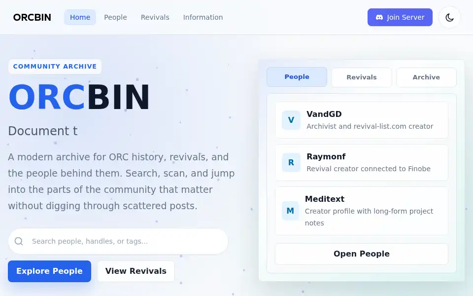 Screenshot of orcbin.com