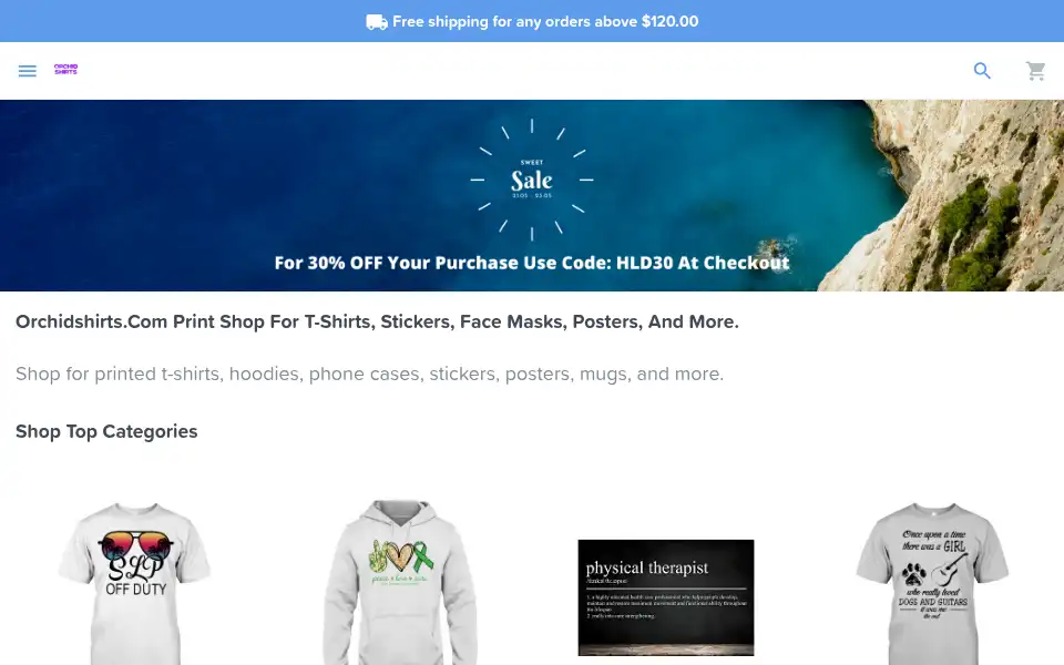Screenshot of orchidshirts.com