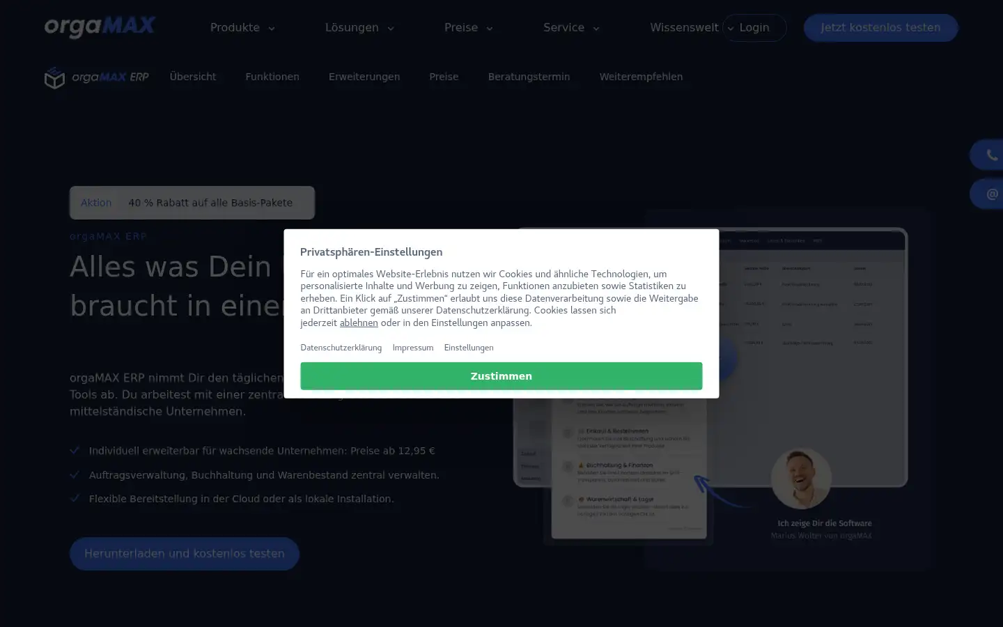 Screenshot of orgamax.de