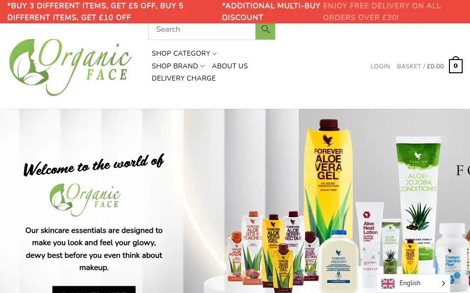 Screenshot of organicface.co.uk