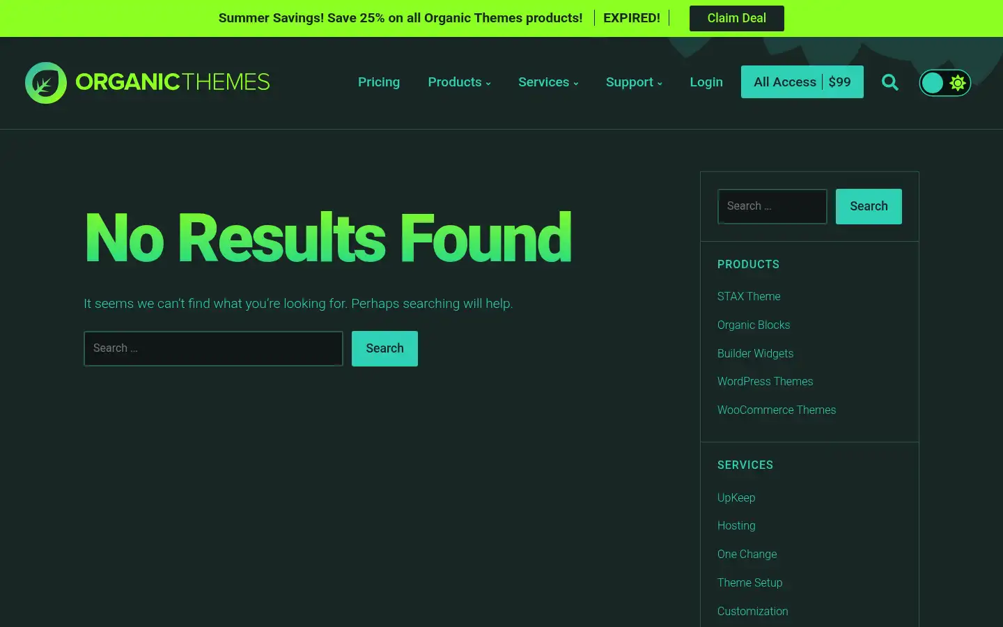 Screenshot of organicthemes.com