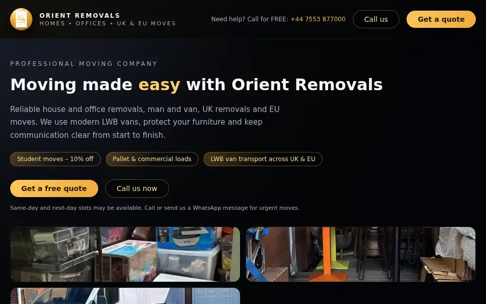 Screenshot of orientremovals.co.uk