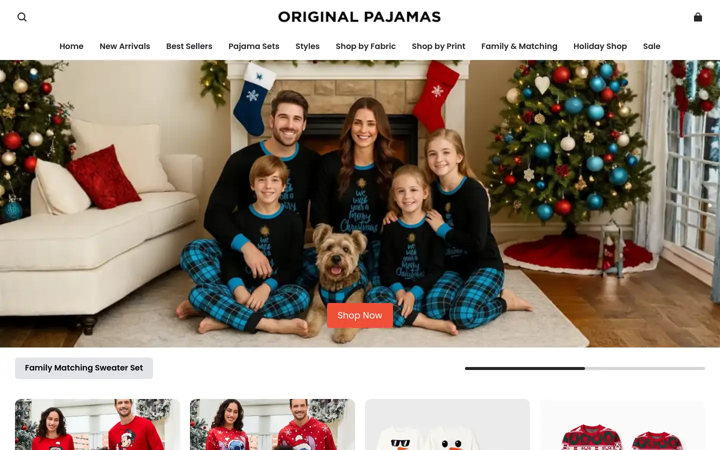 Screenshot of originalpajamas.com