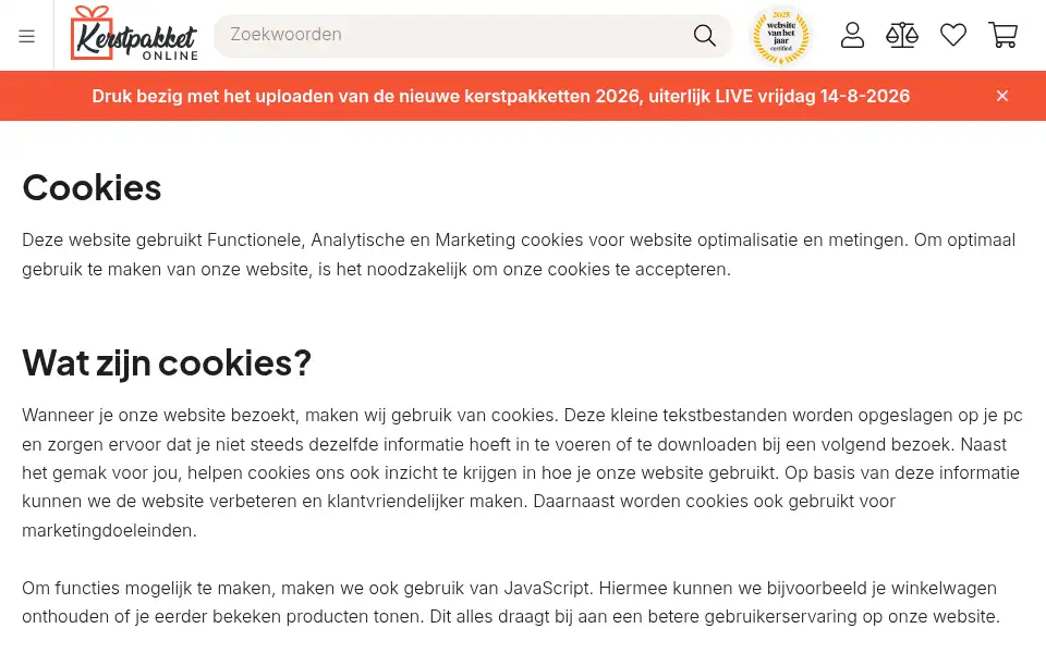 Screenshot of origineelkerstpakketonline.nl