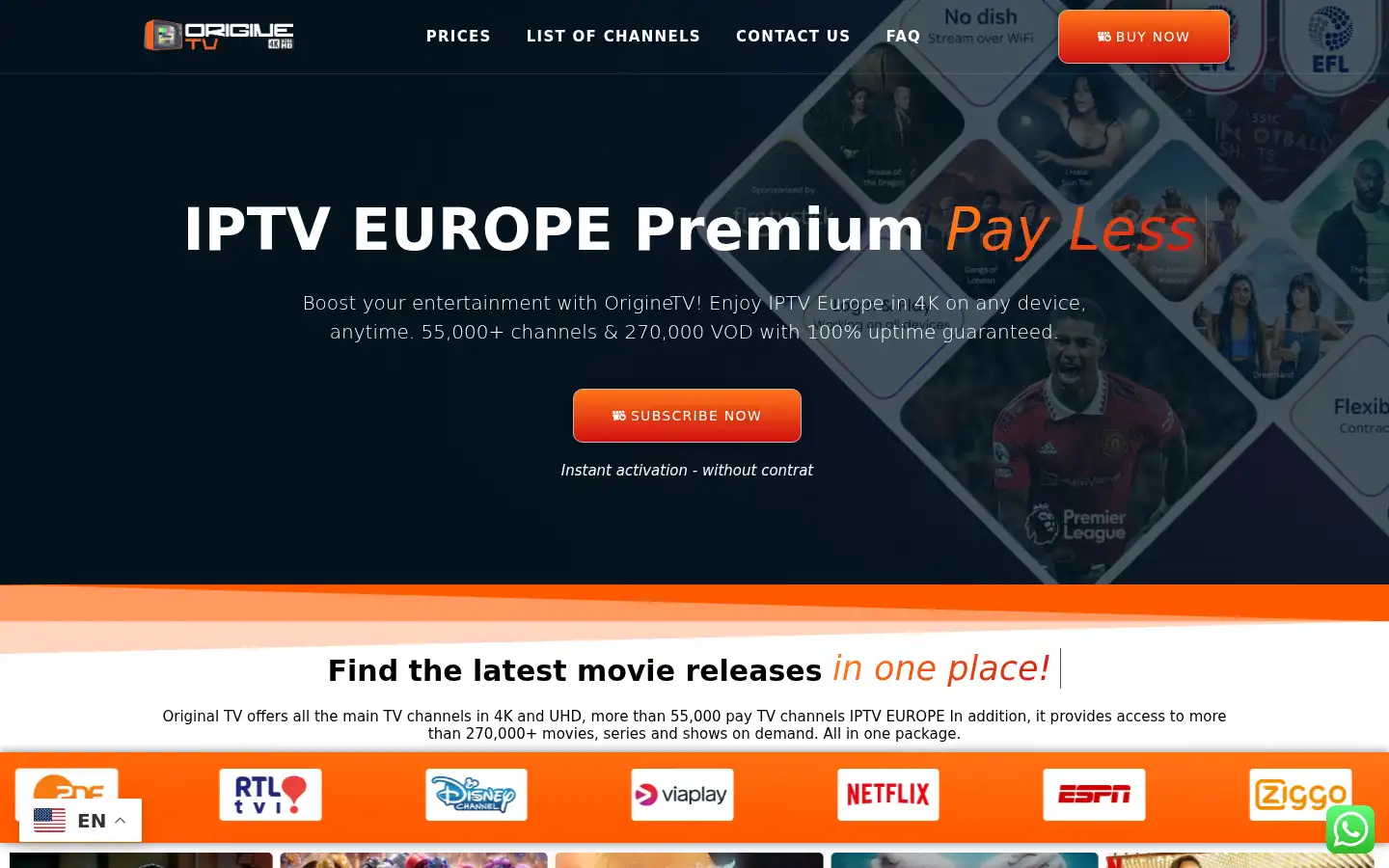 Screenshot of originetv.com