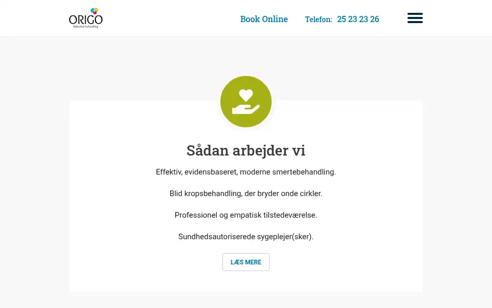 Screenshot of origoklinik.dk