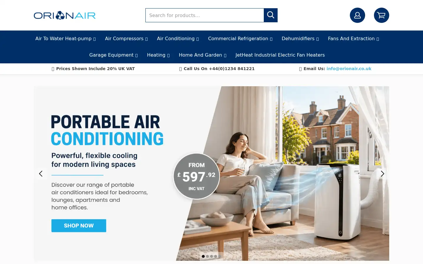 Screenshot of orionairsales.co.uk
