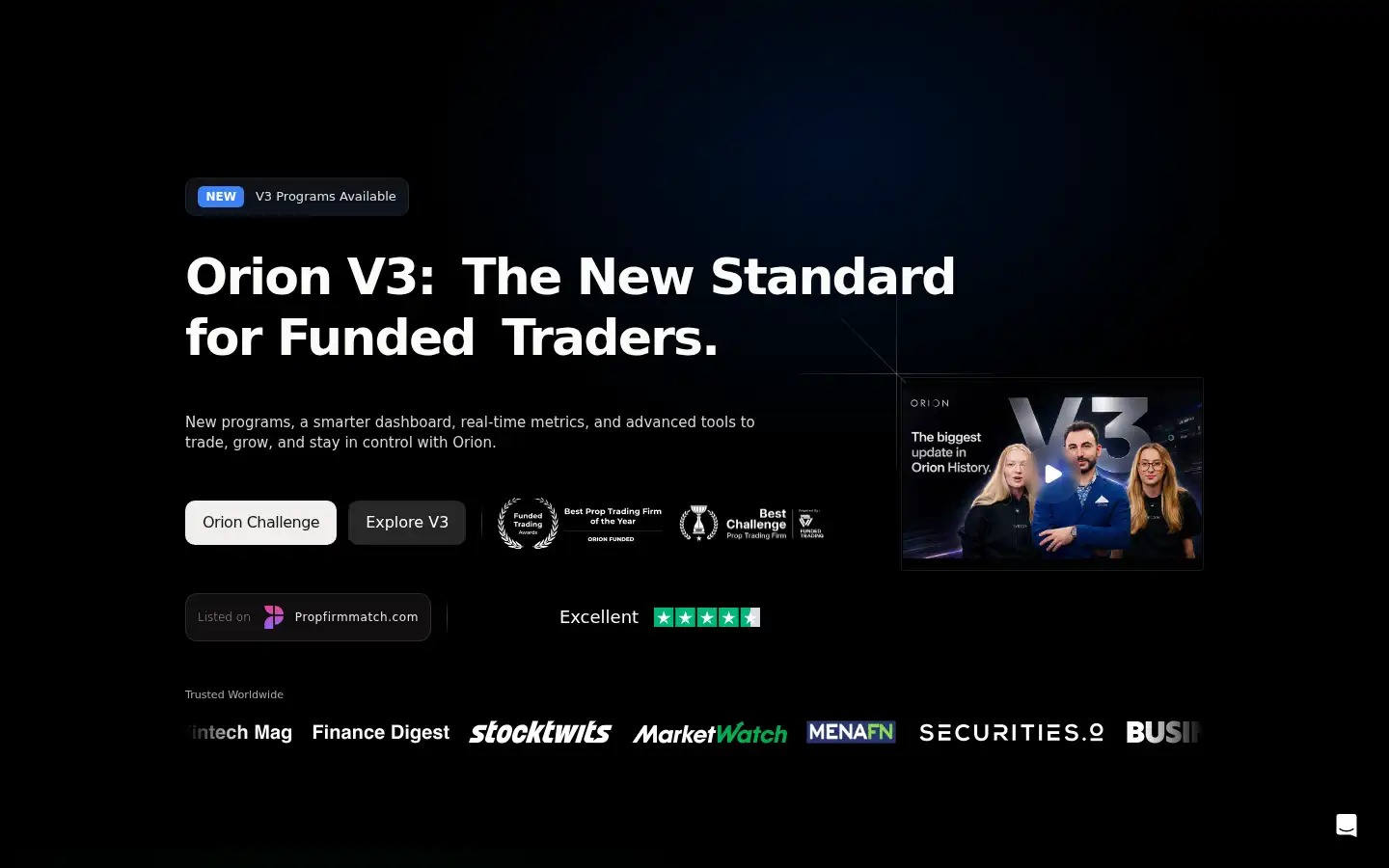 Screenshot of orionfunded.com