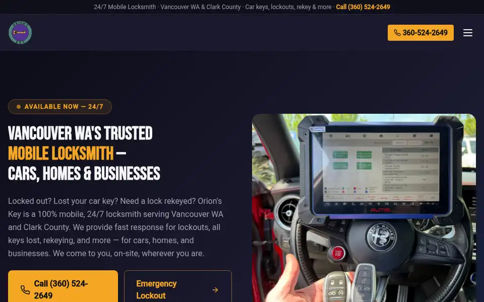 Screenshot of orionskeys.com