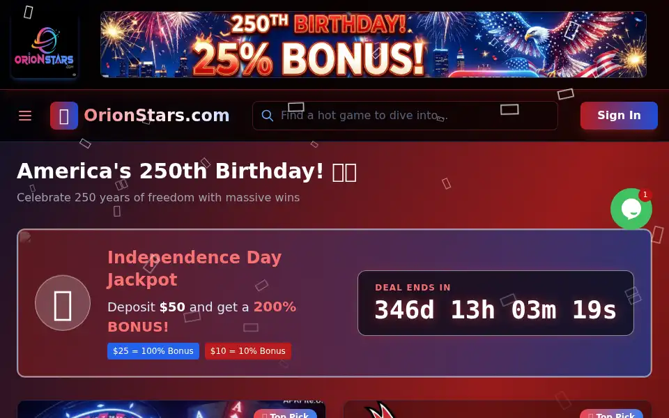 Screenshot of orionstars.com