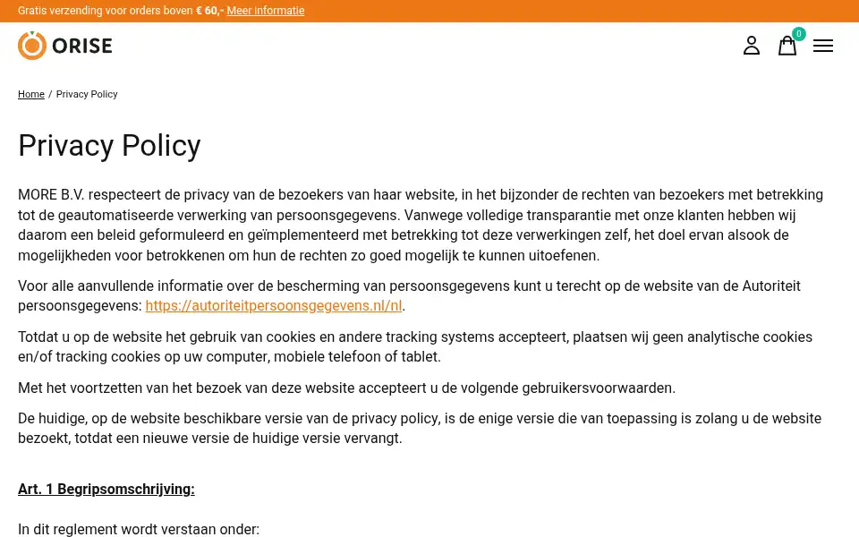 Screenshot of orise.nl