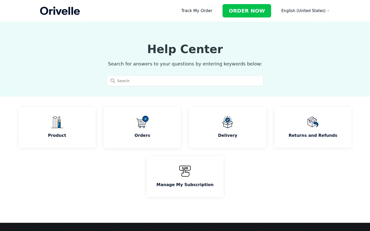 Screenshot of orivelle.zendesk.com