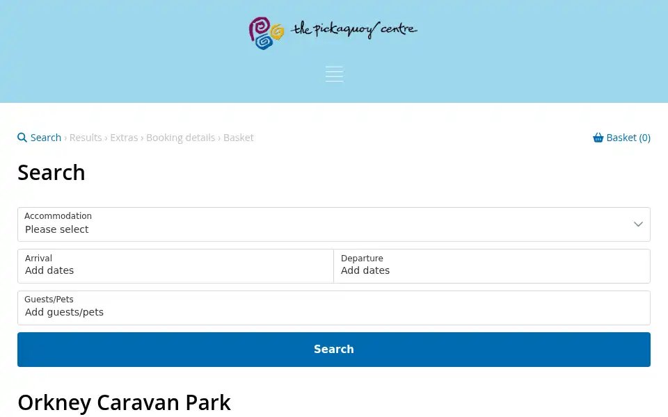 Screenshot of orkneycaravanpark.co.uk