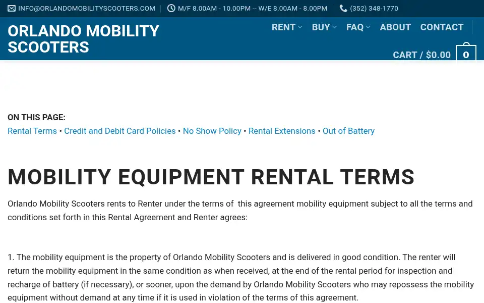 Screenshot of orlandomobilityscooters.com