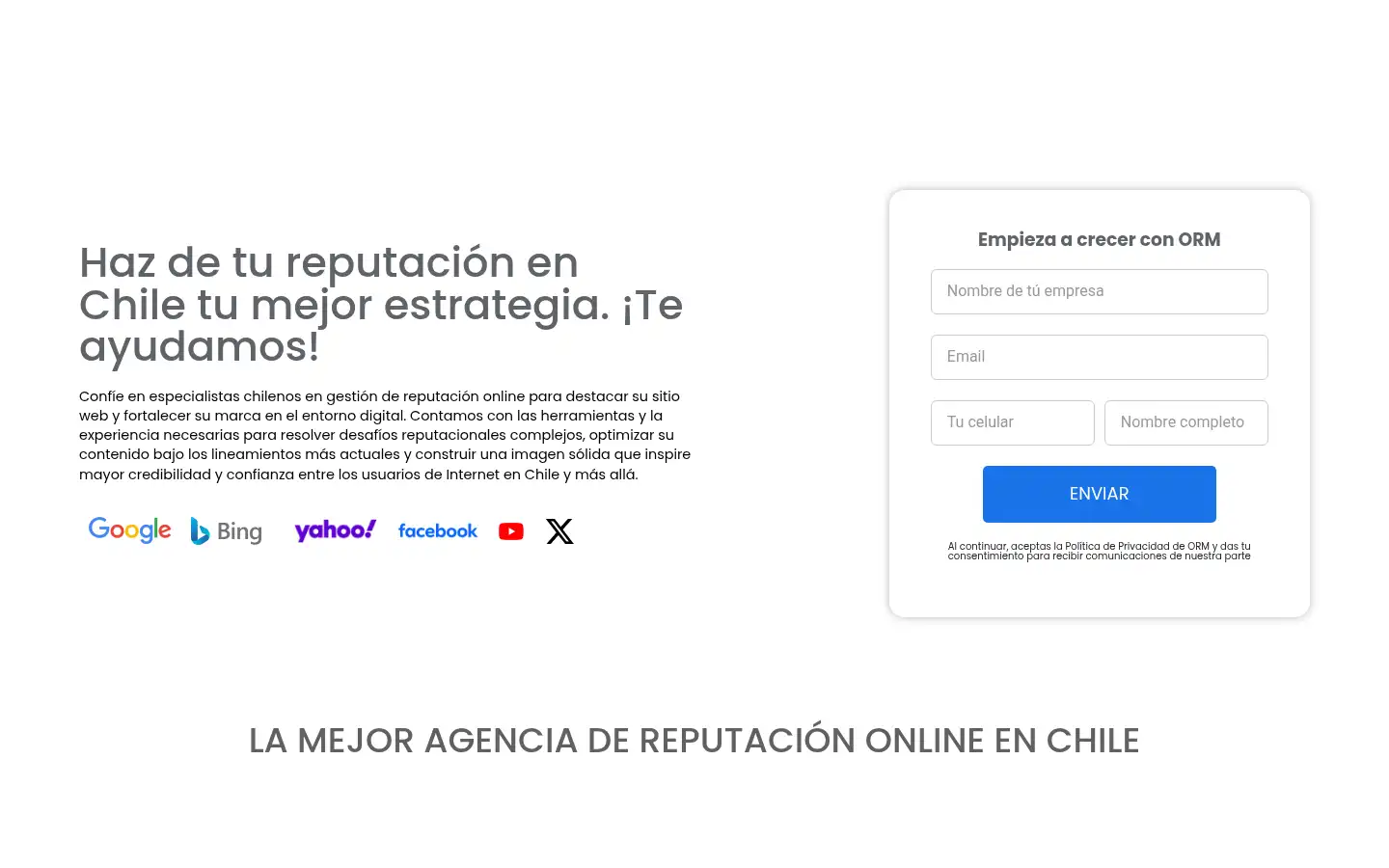 Screenshot of orm.cl