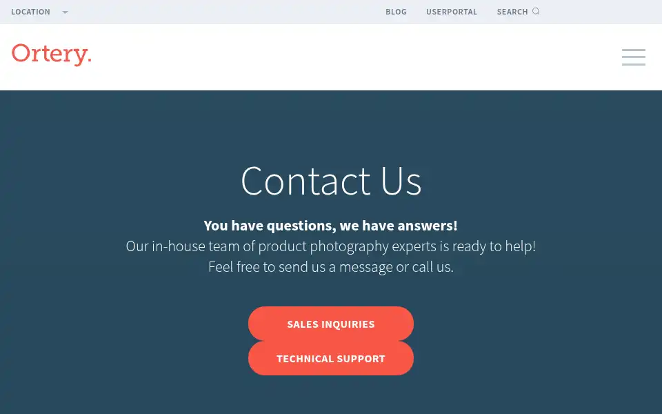 Screenshot of ortery.com