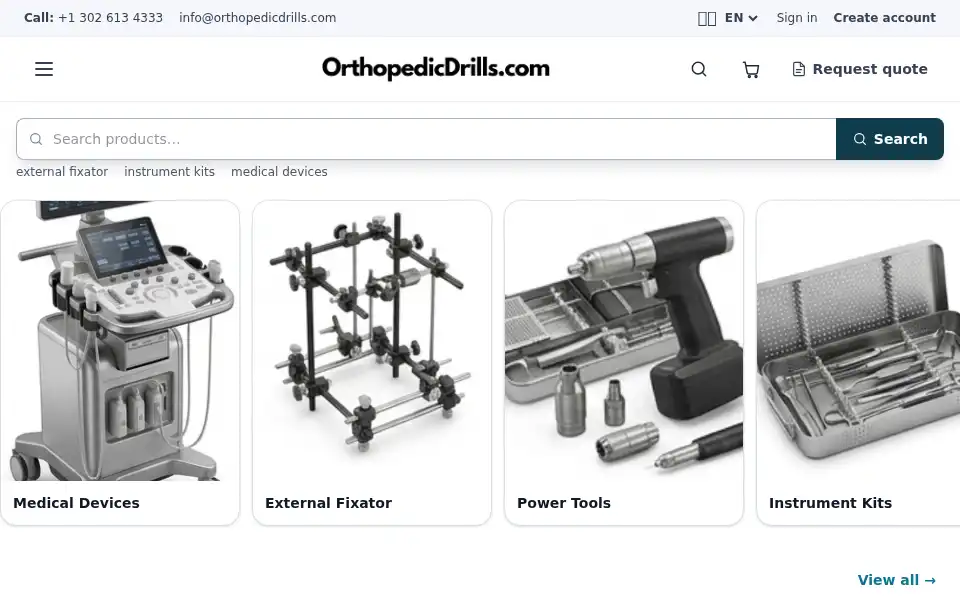 Screenshot of orthopedicdrills.com