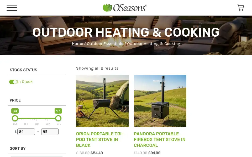 Screenshot of oseasons.com