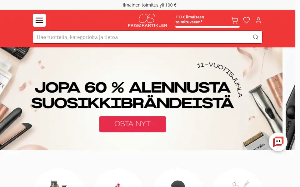 Screenshot of osfrisorartikler.fi