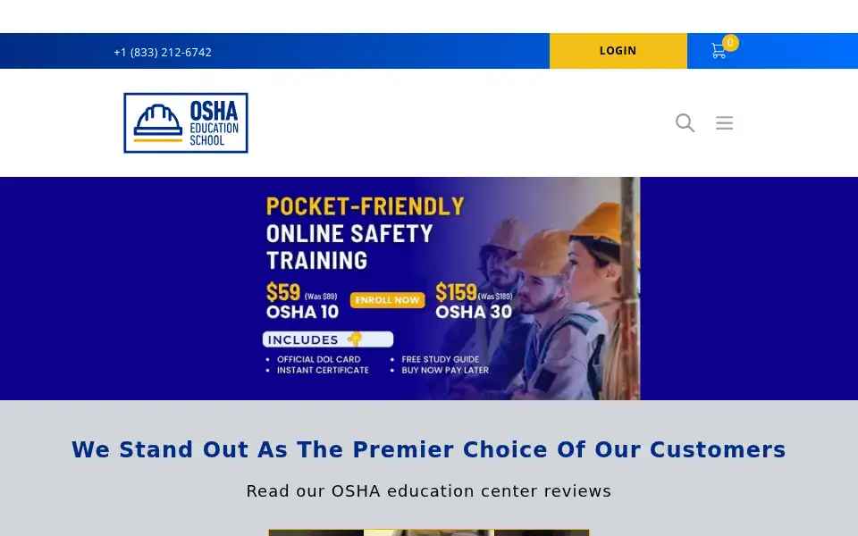 Screenshot of oshaeducationschool.com