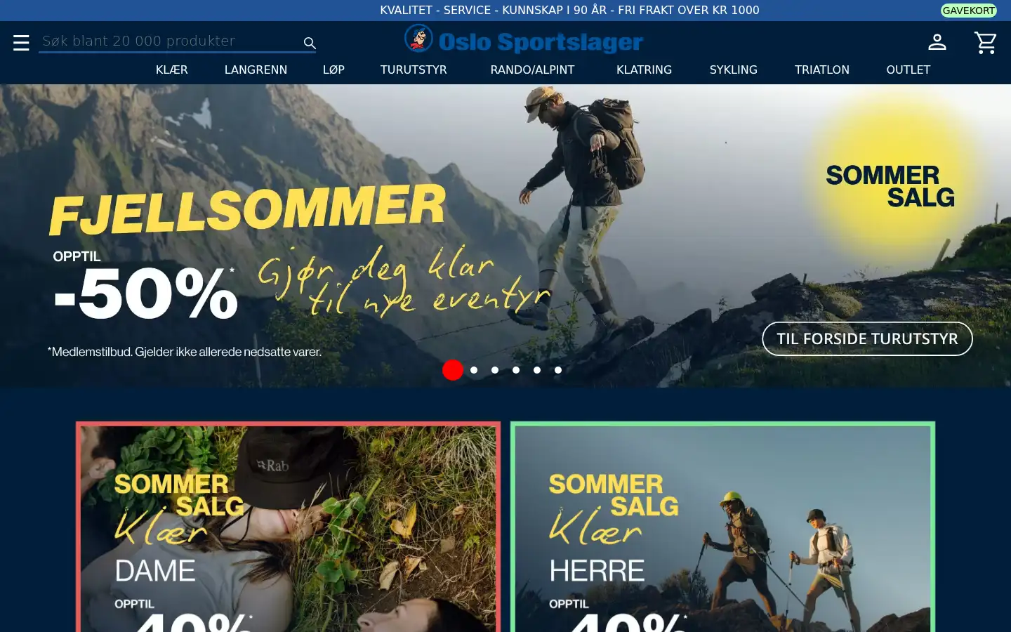 Screenshot of oslosportslager.no