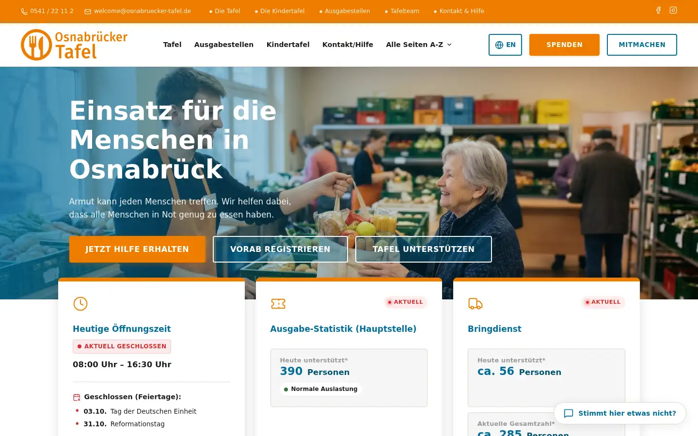 Screenshot of osnabruecker-tafel.de