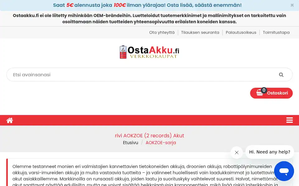 Screenshot of ostaakku.fi